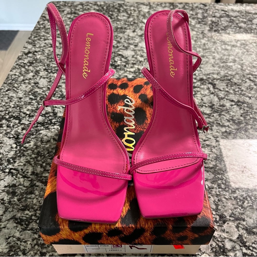 Pink Strap Sandal Heels